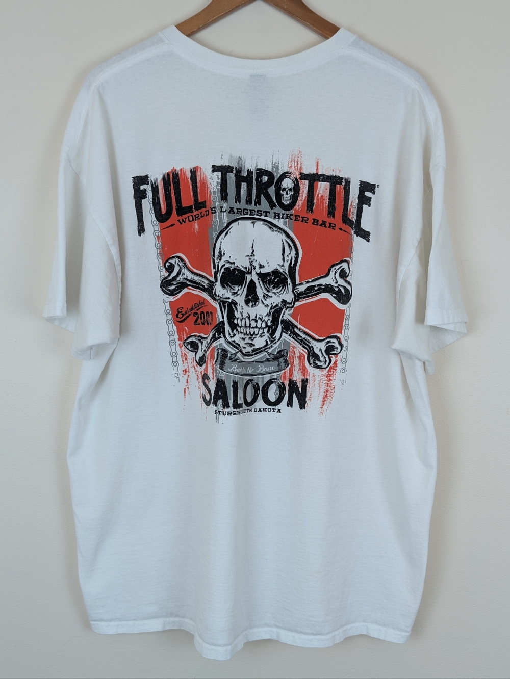Full Throttle Saloon Sturgis South Dakota White Graphic T-shirt - Picture 4 of 9